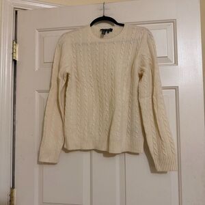 Lauren Ralph Lauren Women's Wool Blend Cream Cable Knit Sweater Size Medium M